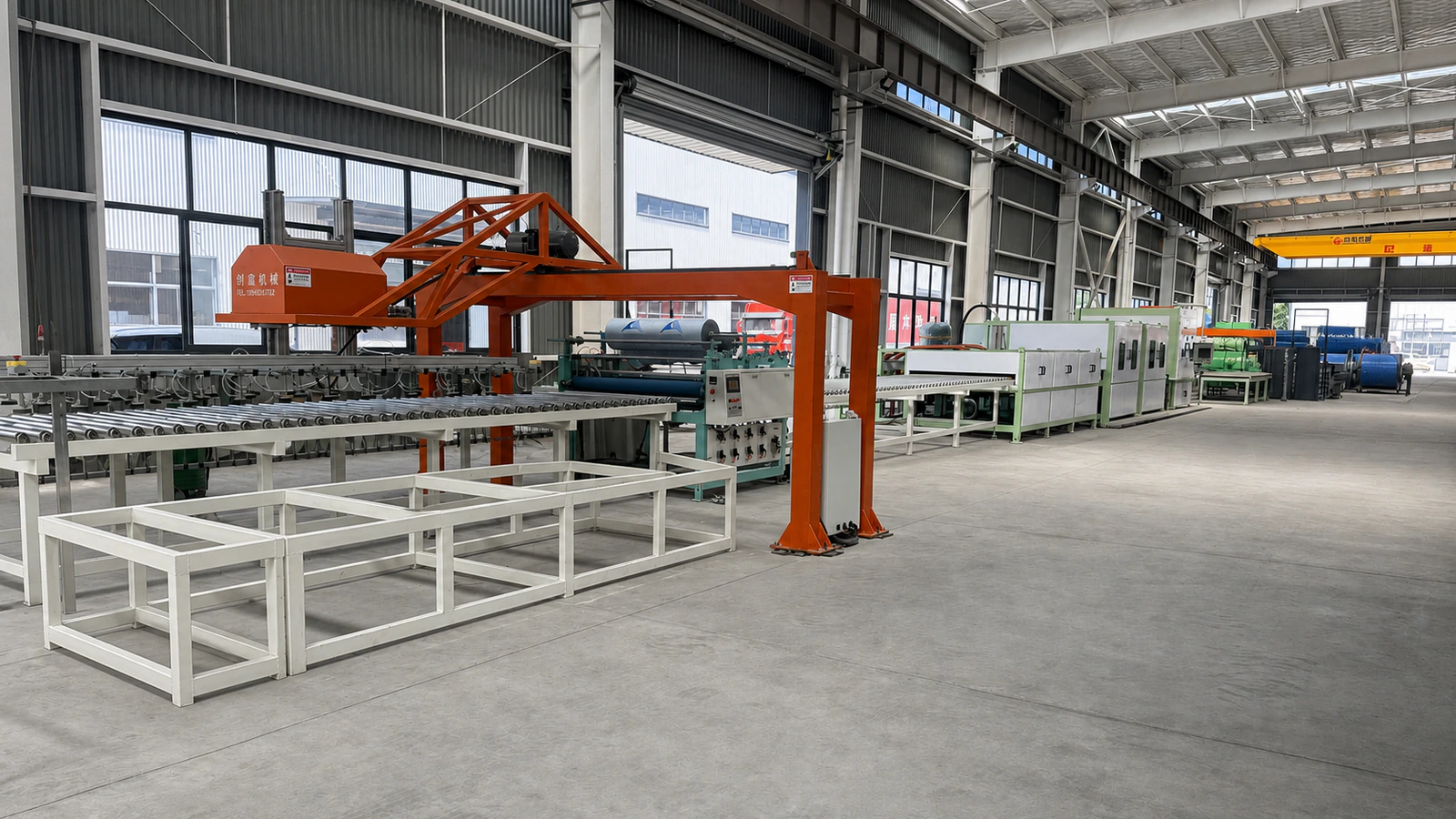 1600 sheet polishing line with automatic loading system side view
