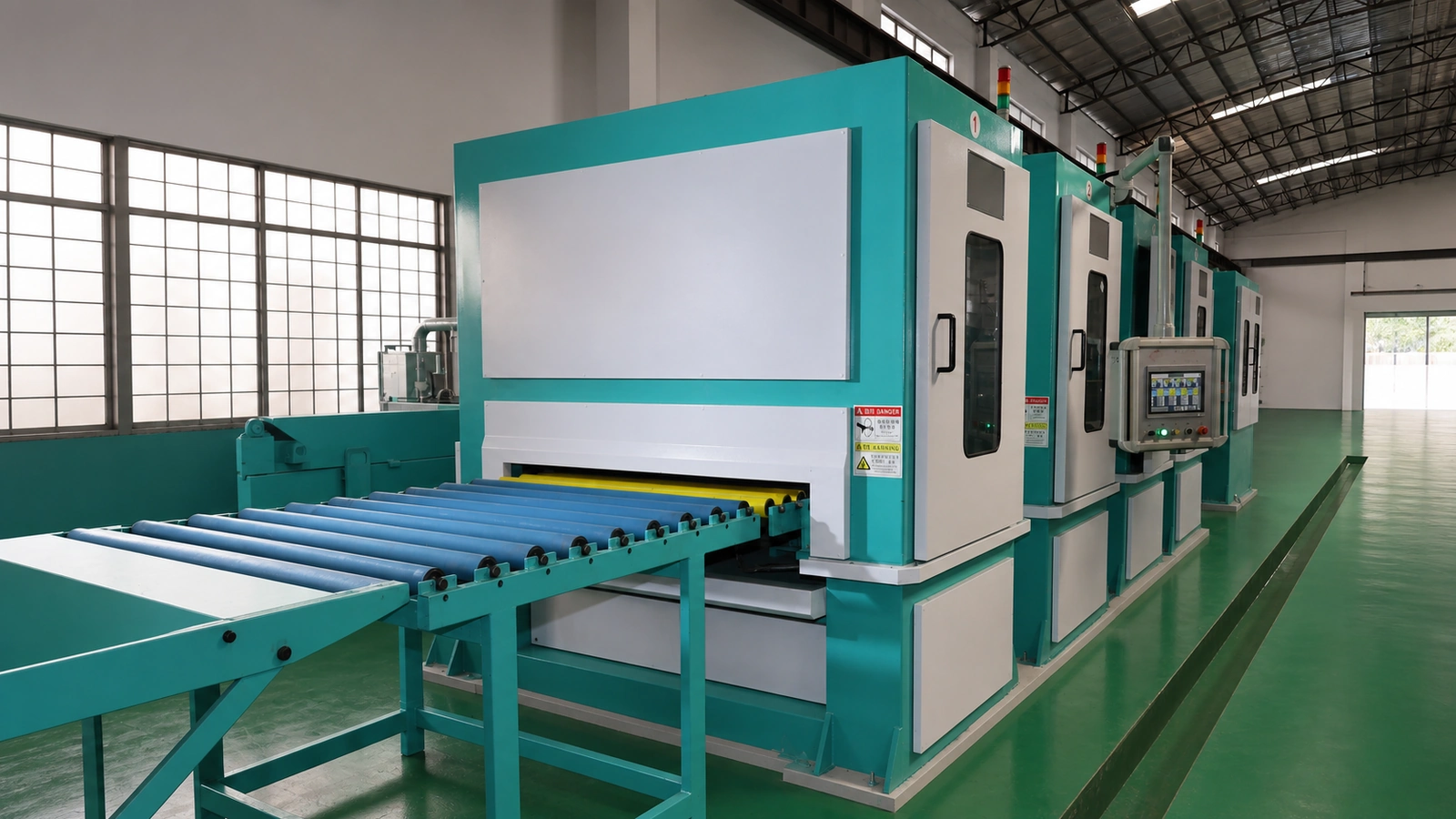Exit and recoiling area of coil polishing line