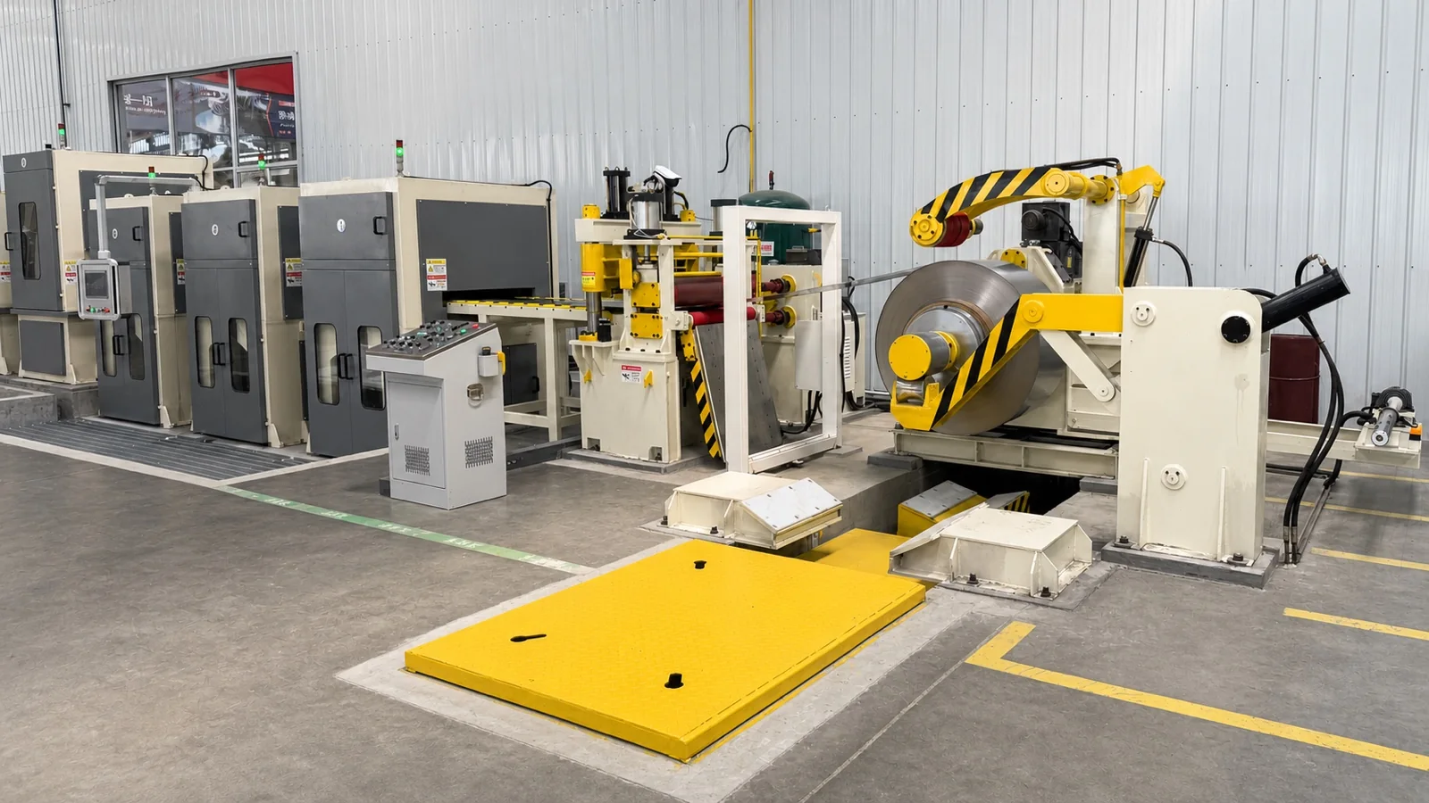 Recoiler and strip guiding section of the 750 mm titanium coil polishing line