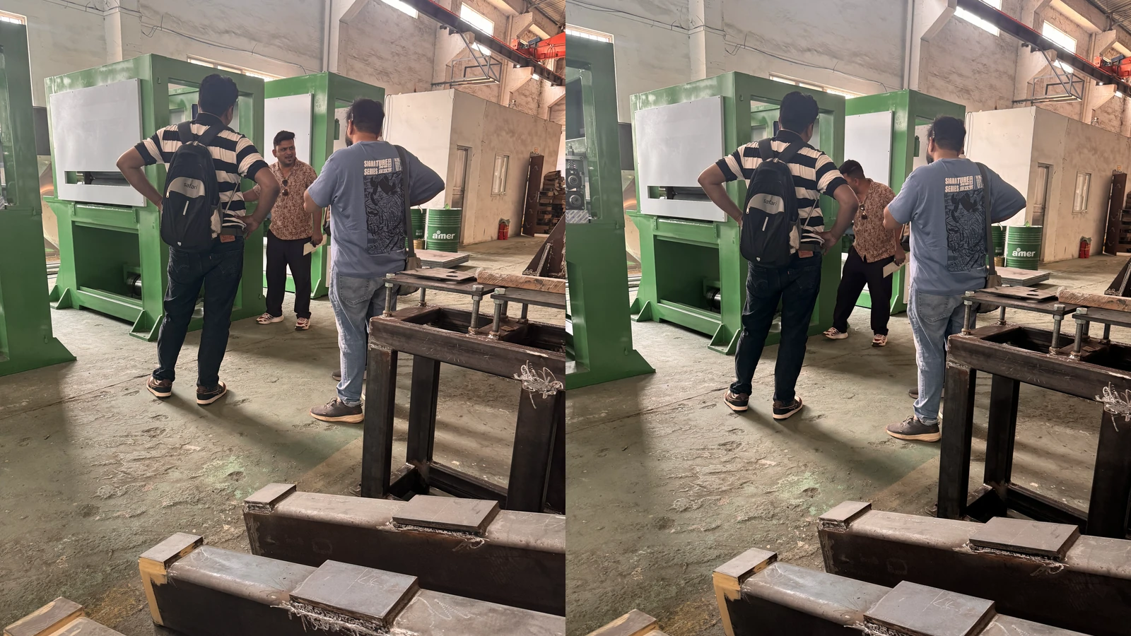 Indian customers discussing stainless steel polishing machinery