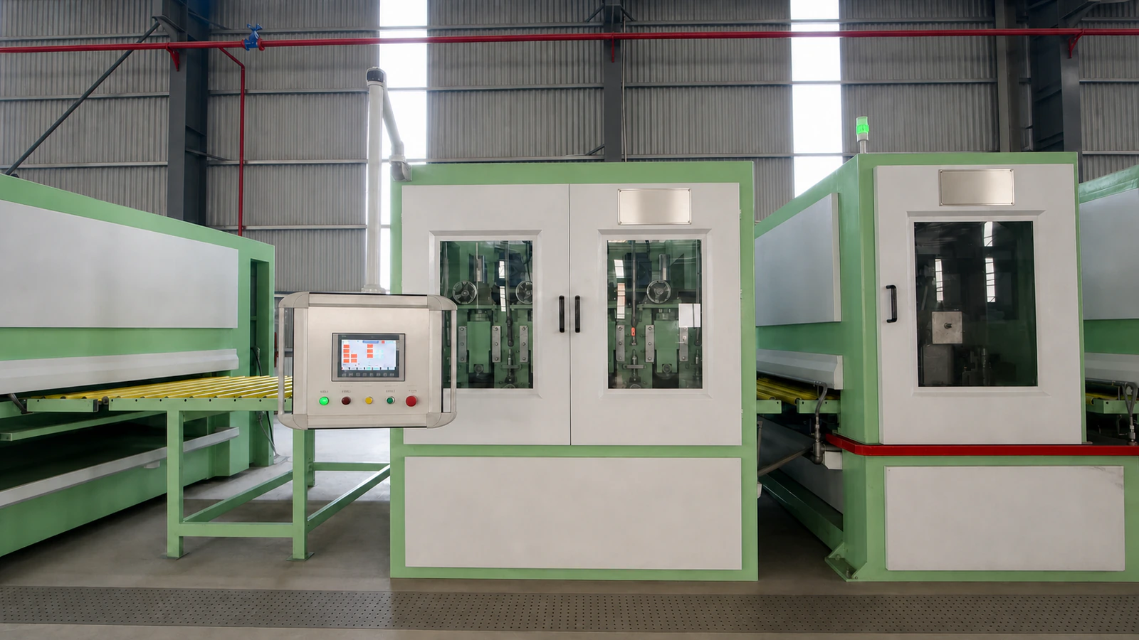 Polishing machine enclosure and touchscreen control station