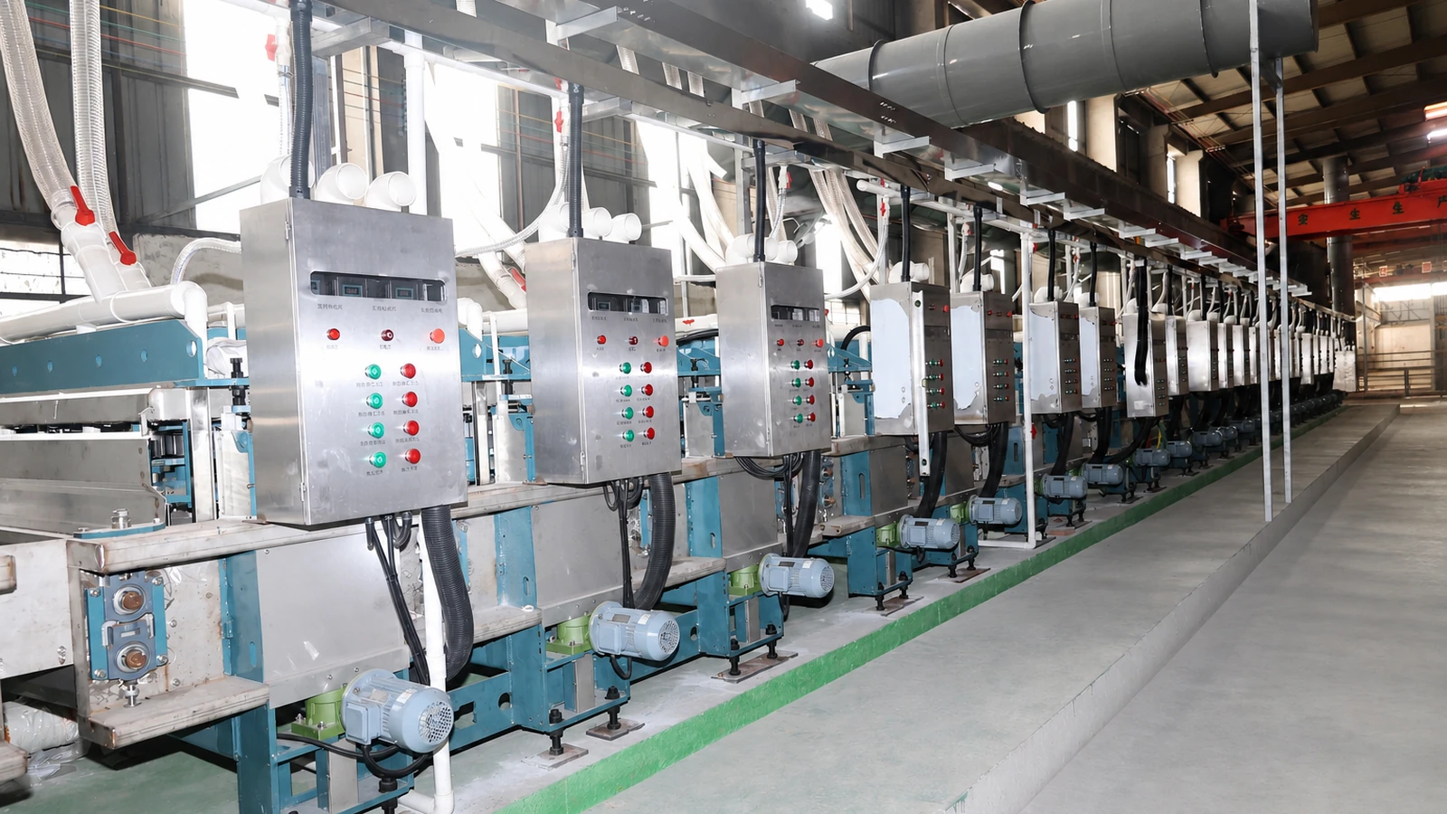 Real rotary disc 8K line with stainless steel control cabinets